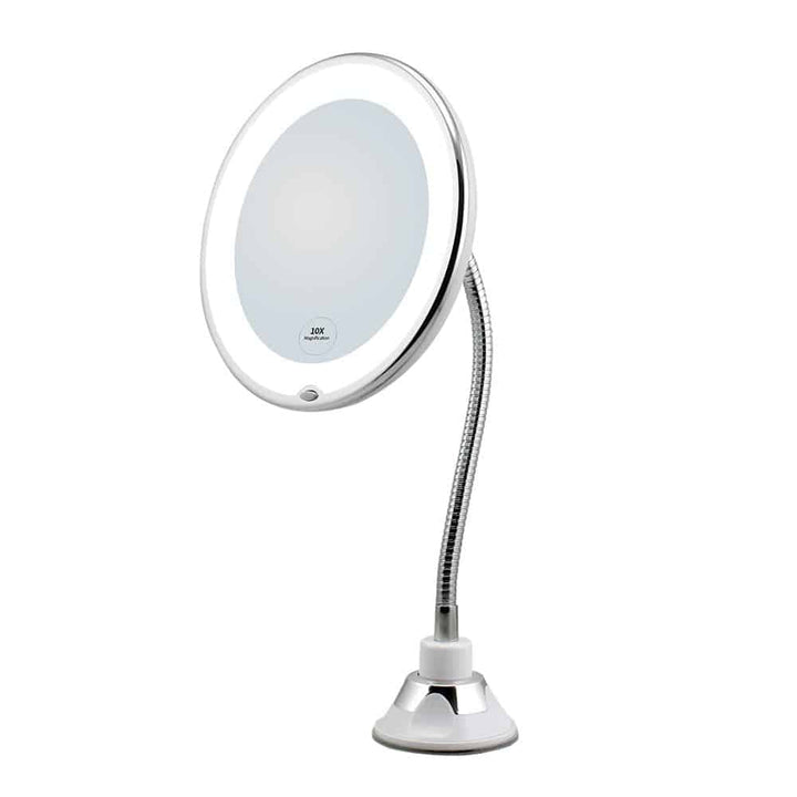 Sminkespeil med LED &amp; forstørrelse - med sugekopp og fleksibel arm | Luvikno