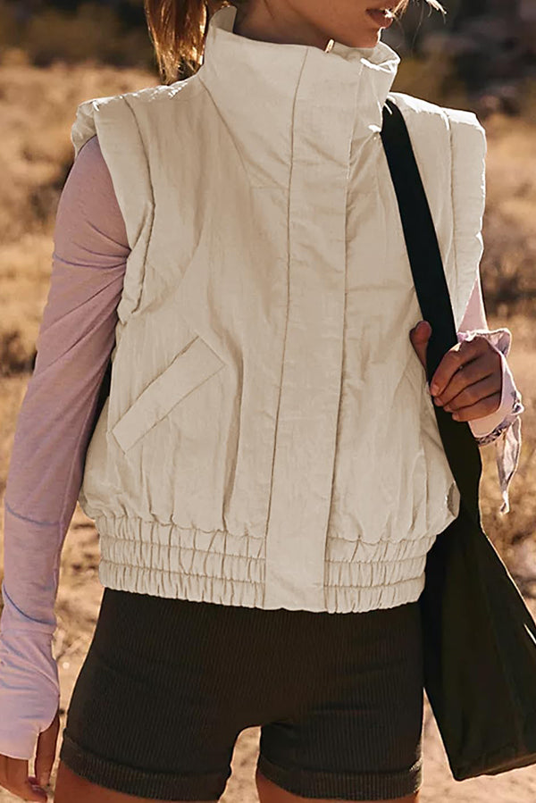 Luvik | Pystykraagipainike hihaton löysä taskulaukku takki