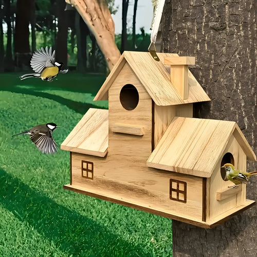 WoodlandBird Hus- Tre Hulls Hengefuglehus med 3-Hull | Luvikno