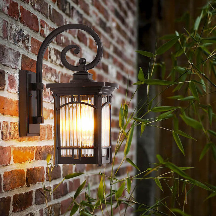 Moderne firkantet aluminiums glass utskåret 1-lampe utendørs vanntett vegglampe | Luvikno