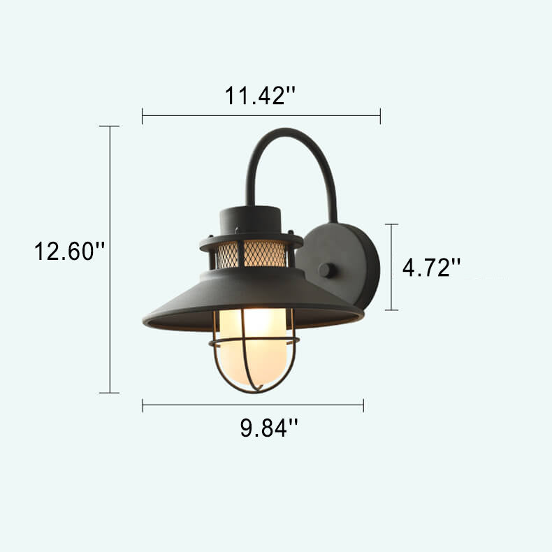 Utendørs Vanntett Jernkropp 1-Lys Utendørs Vegglampe | Luvikno