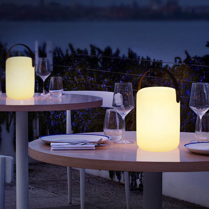 Moderne Enkelhet Plast Rund Kvadratisk Hånd LED Bordlampe For Utendørs Terrasse | Luvikno