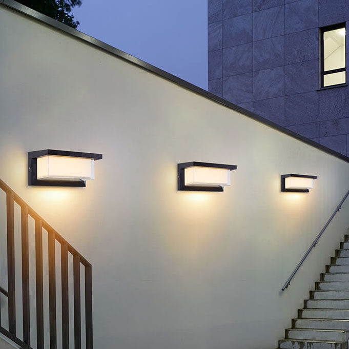 Moderne minimalistiske solrektangel PC LED utendørs vegglampe for utendørs patio | Luvikno