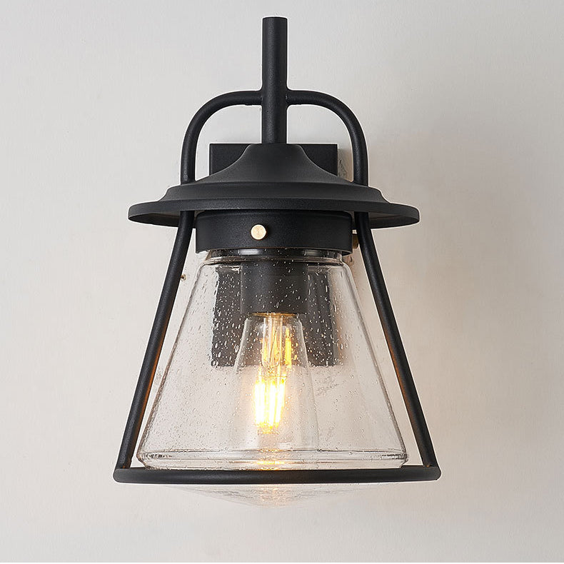 Vanntett Glass Cone Shade 1-Lys Utendørs Vegglampe | Luvikno