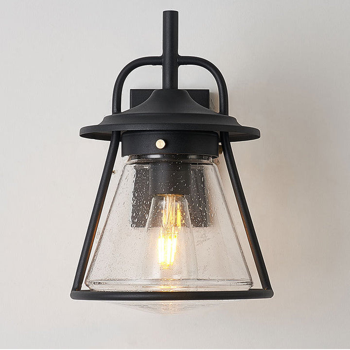 Vanntett Glass Cone Shade 1-Lys Utendørs Vegglampe | Luvikno
