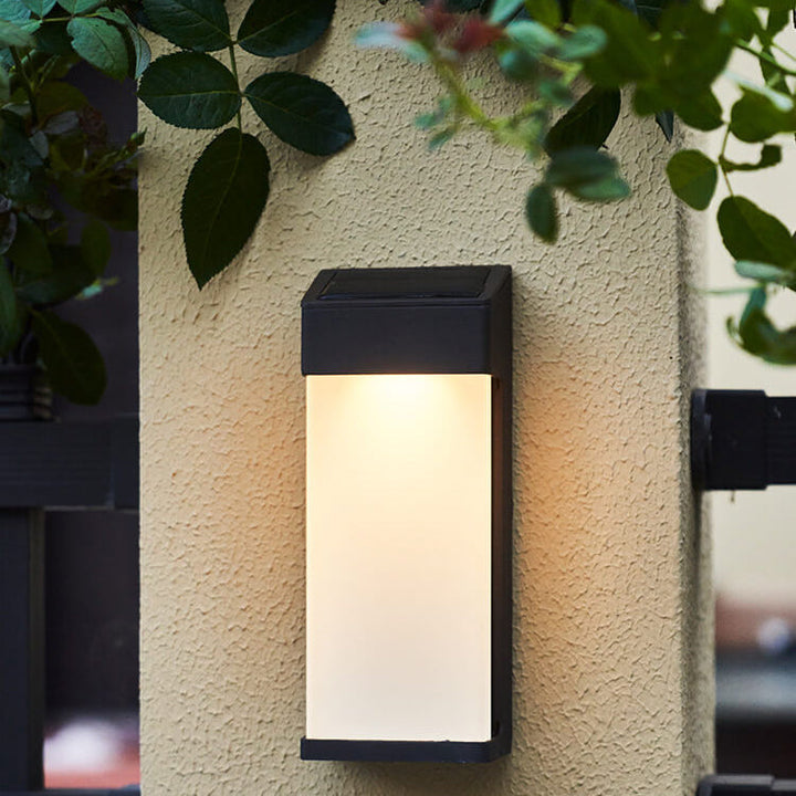 Solar Square Frosted Glass Vanntett Utendørs LED Vegglampe | Luvikno