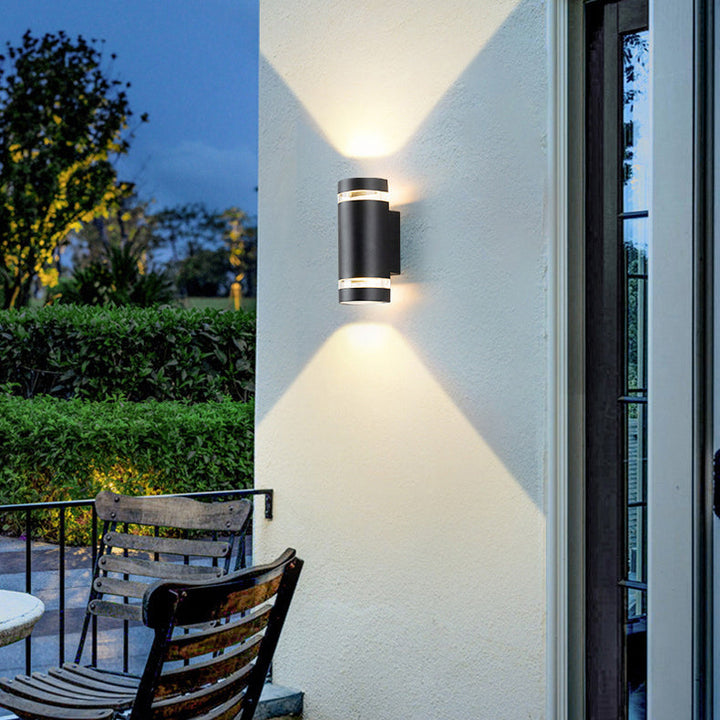 Samtidig industriell vanntett aluminiumsylinder LED opp og ned lyssterk spotlight vegglampe for utendørs terrasse | Luvikno
