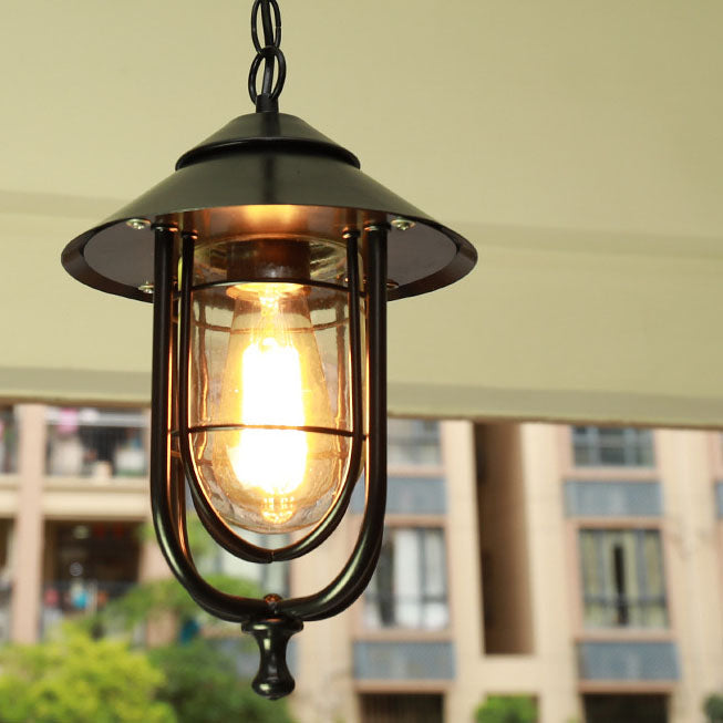 Industriell vintage aluminium bur glass 1-lampe utendørs vanntett pendellampe | Luvikno