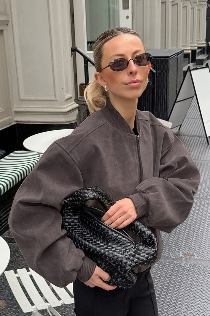 Luvik | Harmaa Nappa Bomber Takki