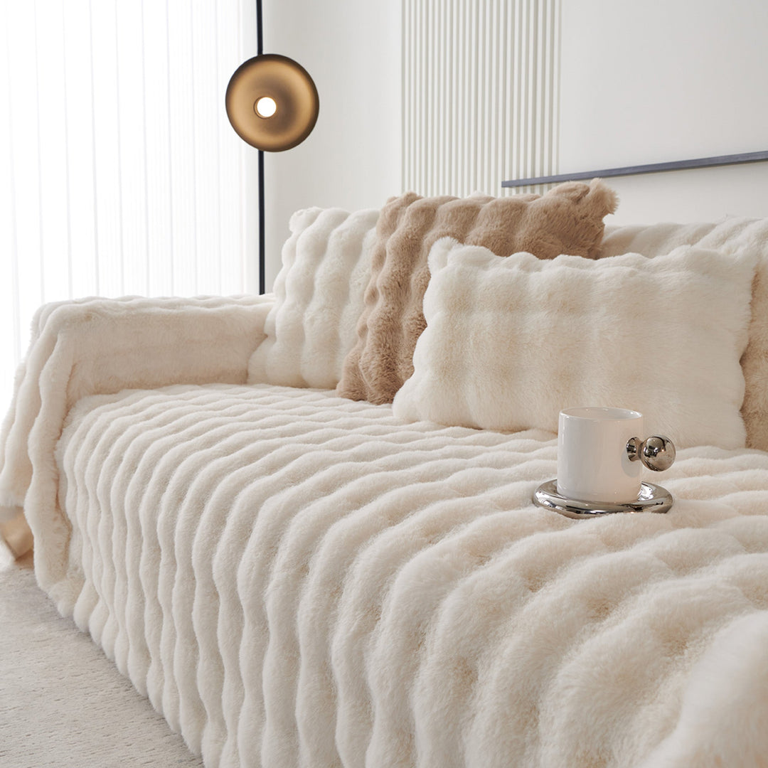 Luksus Ripple Faux Fur Sofa Deksel - Moderne, Stilig & Holdbar Sofa Beskyttelse | Luvikno