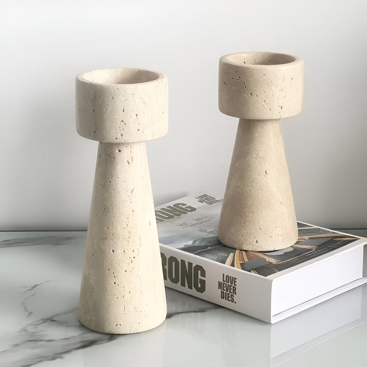 Marmor lysestake laget av naturstein – Elegant & Dekorativ | Polert for bord, bryllup og stue | Luvikno