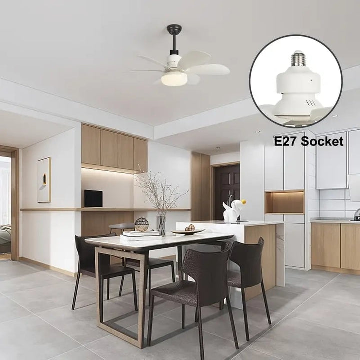 Luvikno | LuxeBreeze Bærbar Takvifte & Lys | Elegant 2-i-1 løsning med fjernkontroll for komfort og stil