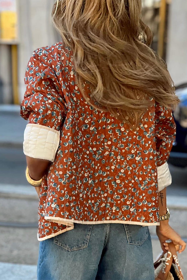 Luvik | Puuvilla kukkakuvioinen kontrastipuuvillatakki