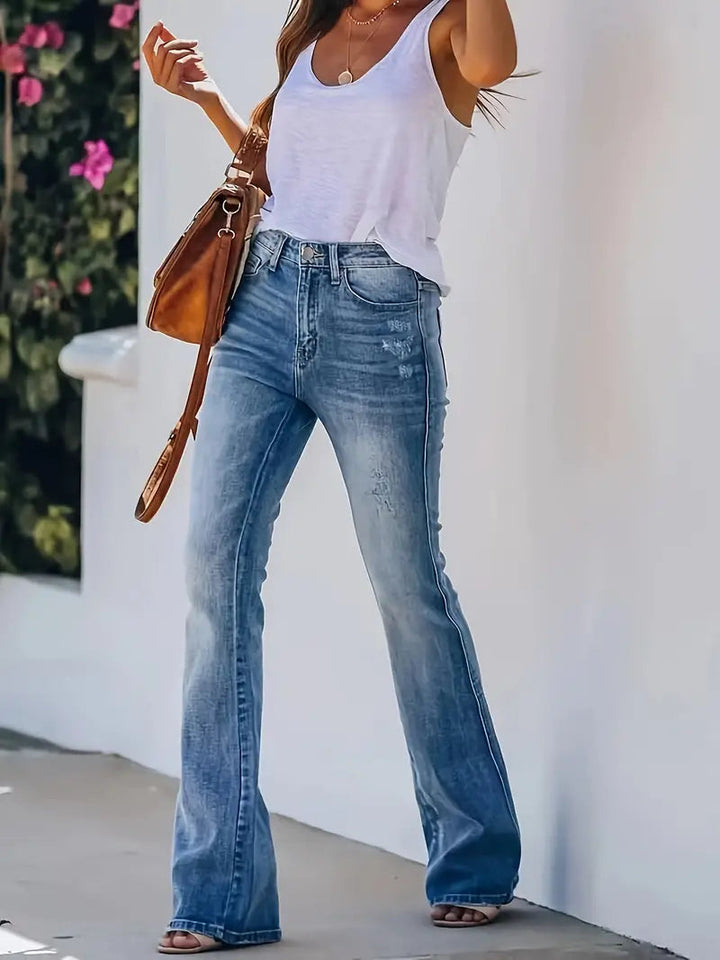 Luvik | Vaskede Bootcut-jeans med mye stretchy for kvinner