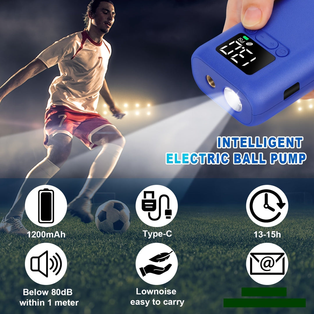 Luvikno | Automatisk elektrisk ballpumpe med 20 PSI kapasitet, LED-lampe for fotballer og basketballer – Kompakt og bærbar pumpe
