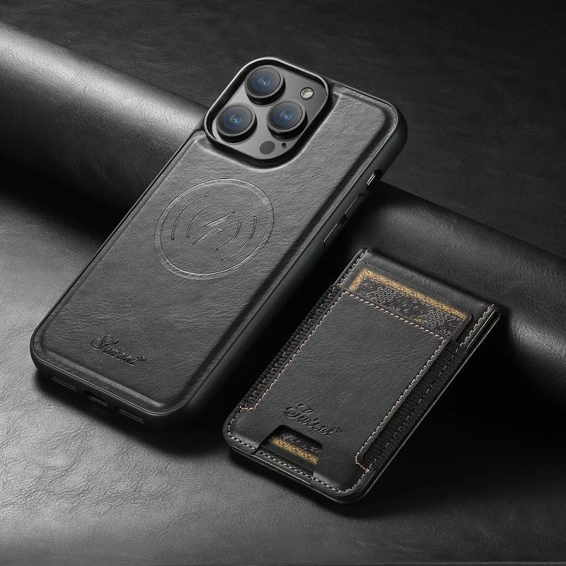 LuxCase lærveske med kortlomme og stativ – Passer for iPhone | Luvikno