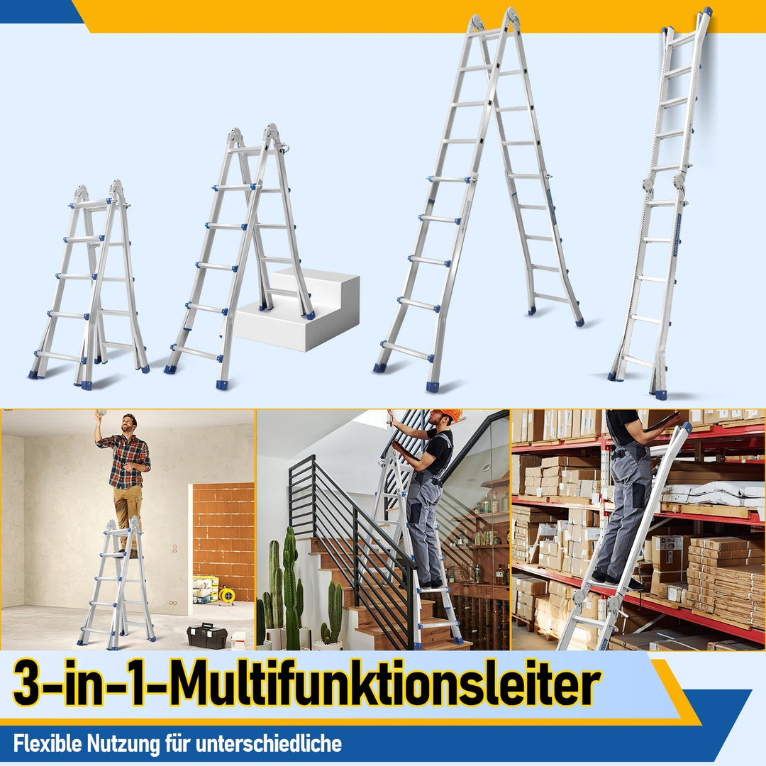 Teleskopstige Multifunksjonsstige 3 i 1 Aluminiumsstige | Luvikno