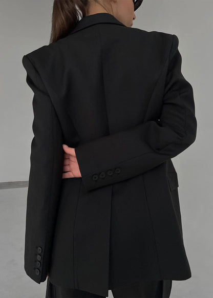 Luvik | Musta V-kaula-aukkoinen puku Takki - Elegantti hienostuneisuus