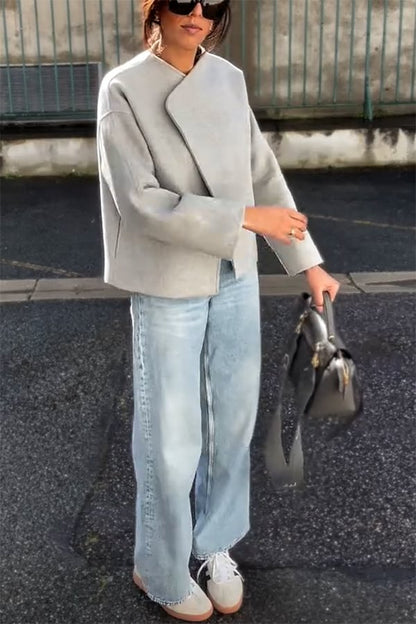 Luvik | und Rakenteellinen Faux Villa Käänne Pitkähiha Irtonainen Takki