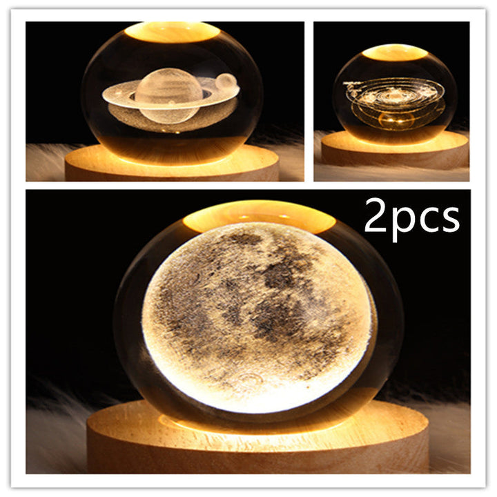 3D Galaxy Crystal Ball LED Nattlys | Luvikno