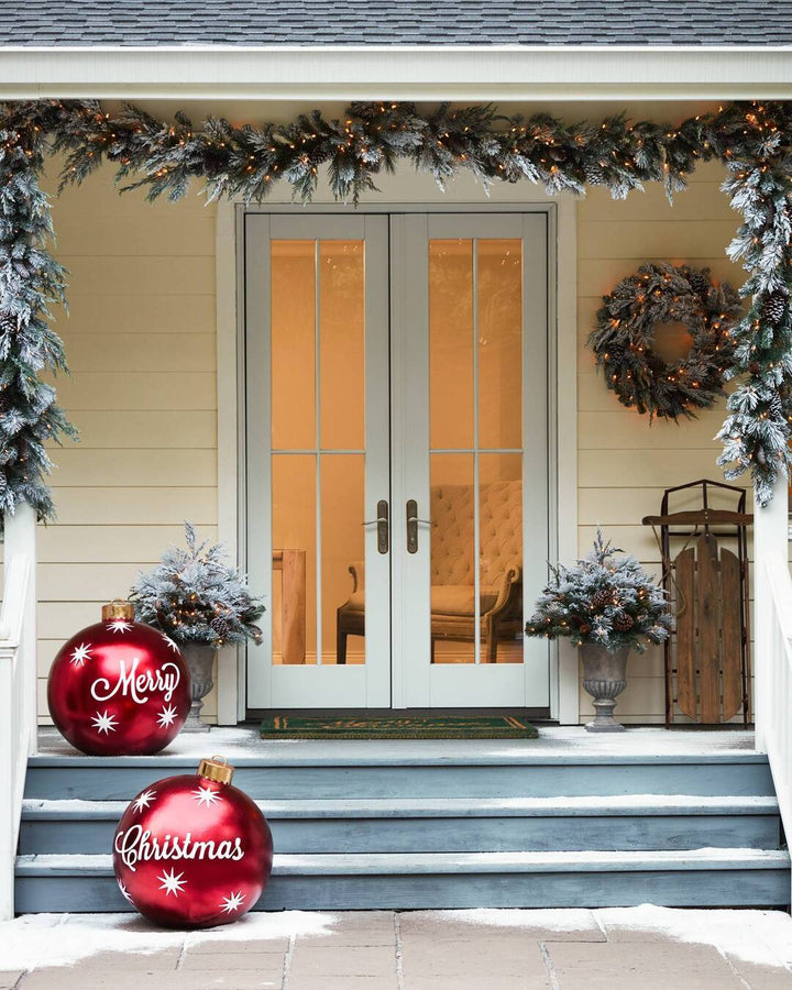 Luvikno | Jule Oppblåsbar Dekorasjon Ball | Utendørs Hage Ornament | 60cm PVC