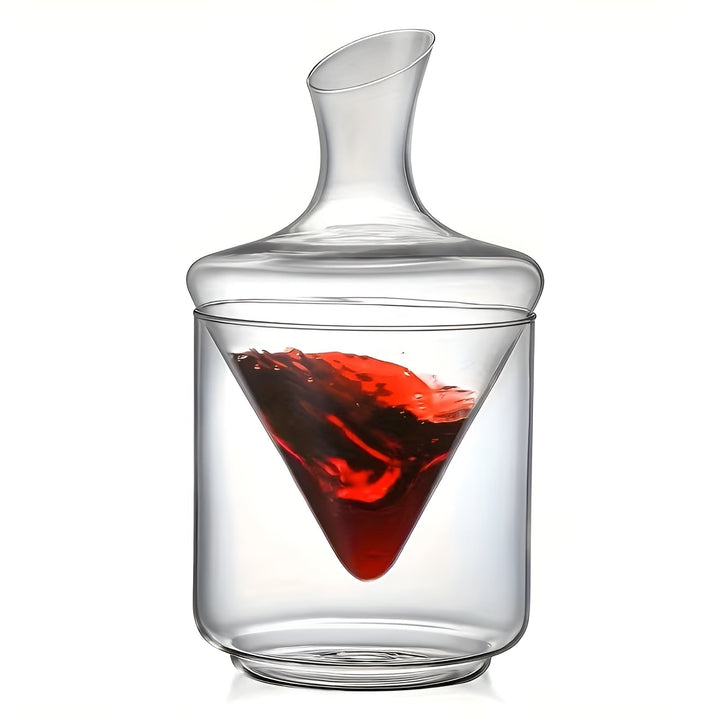 Vinkaraffel med Rask Lufting – Elegant Vanndfallsdesign laget av Glass | For Mer Intenst Aroma og Stilfull Vin Nytelse | Luvikno