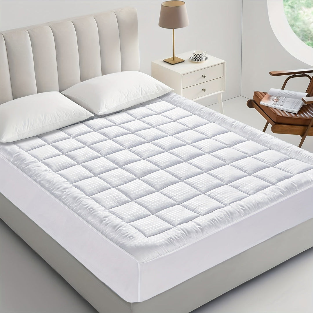Ultimate Cooling Mattress Pad – Premium Quilted Pillow Top, Luxuriously Fluffy and Ultra-Breathable with Secure 14-18 Deep Pocket Cover – Enhanced Sleep Comfort, 1pc | Luvikno