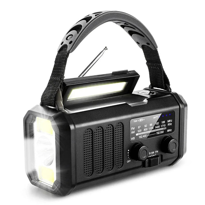 Luvikno | Solcelle Nødradio med Power Bank – Håndspak og LED-lommelykt for Camping og Utendørsbruk