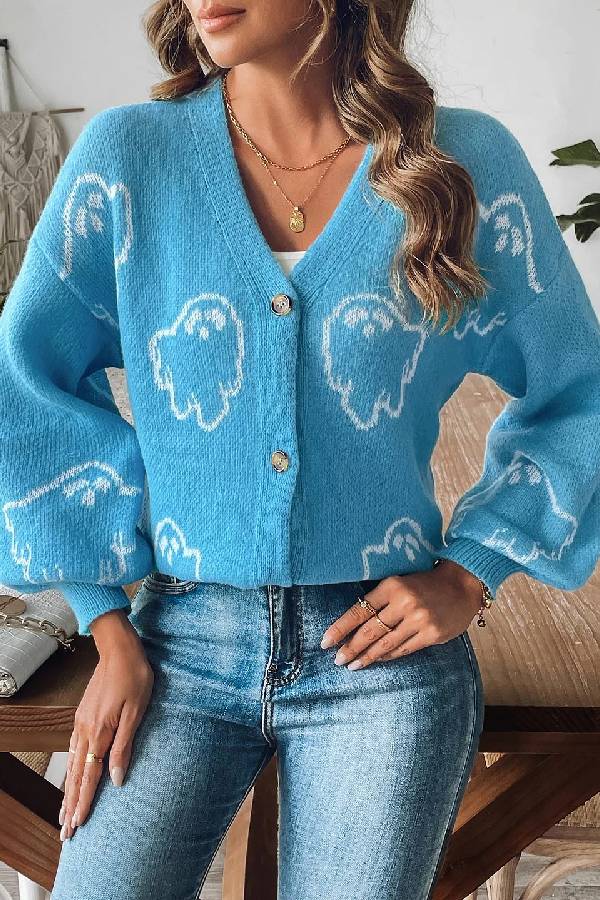 Luvik | Avslappet morsom tegneseriejacquard-jakke