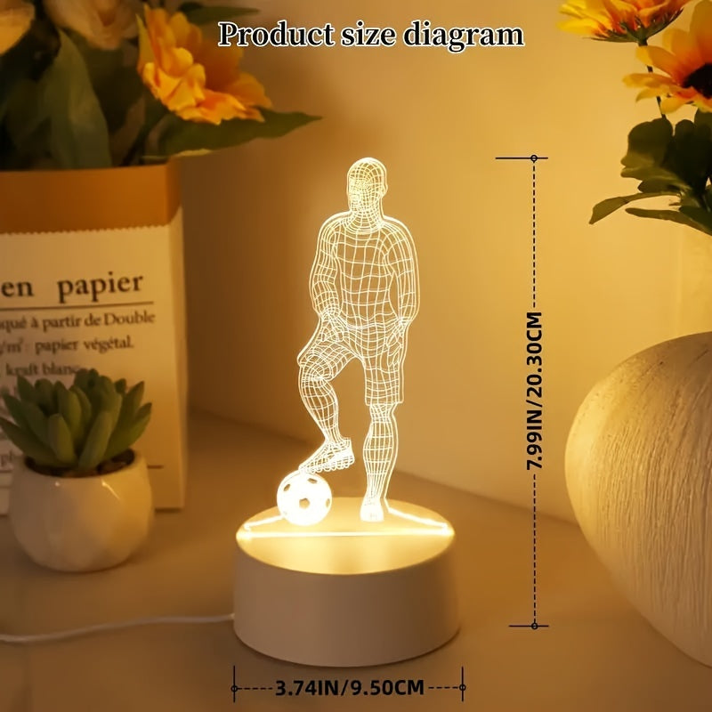 SportGlow - LED Bordlampe med 3D Fotball Design Luvikno