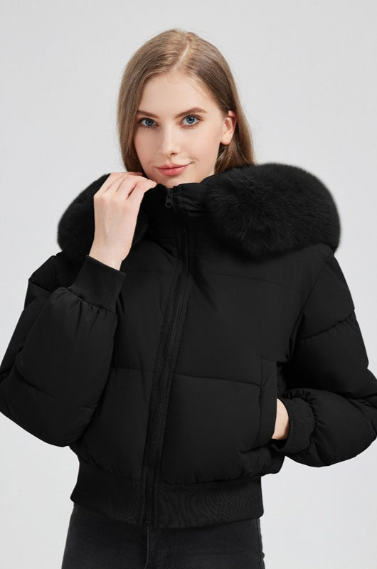 Luvik | Hettegenser med faux fur-mønster