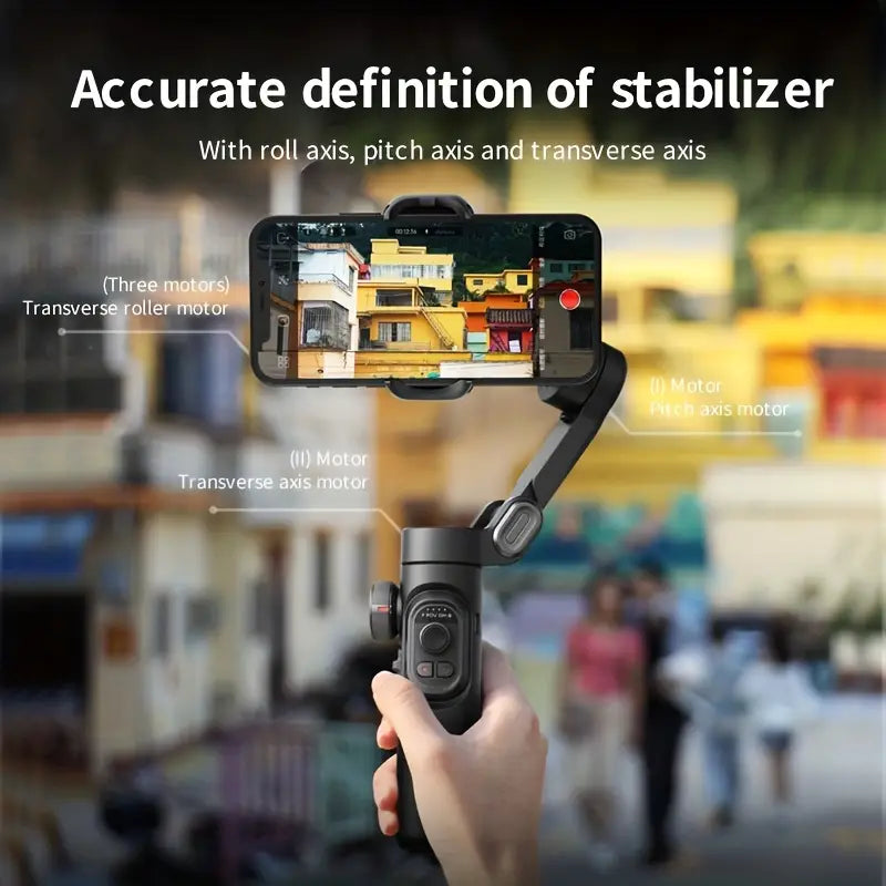 Luvikno | SmartPro Håndholdt Gimbal Stabilizer - Sammenleggbar Smartphone Video Vlog PTZ Stabilizer for iPhone, Android og Samsung