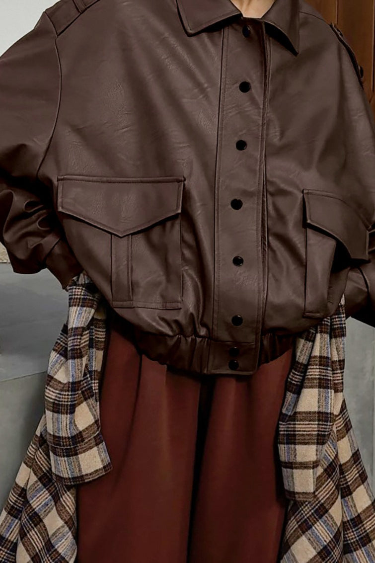 Luvik | Pitkähihaine nahkatakki