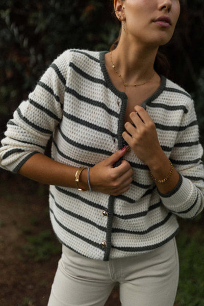 Luvik | raidallinen pyöreäkaulustakki