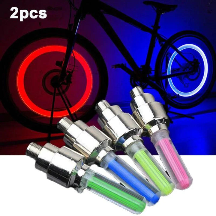2 stk bilhjul LED-lampe, motorsykkel sykkel dekk ventilhette Luvikno