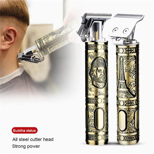 Merket T9 Vintage Skjeggklipper Profesjonell Hårklipp Barbermaskin USB Oppladbar Trådløs Luvikno