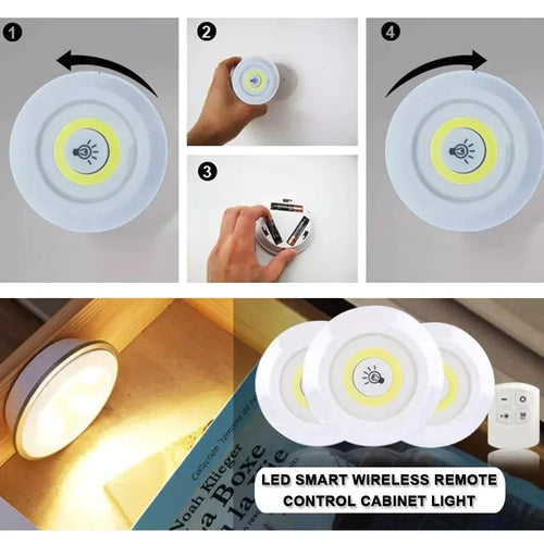 3 stk trådløse LED-lamper kleslys med fjernkontroll Luvikno