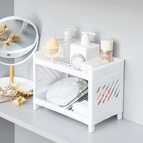 Dobbel Lag Plastic Stroge Organizer Shelf Luvikno