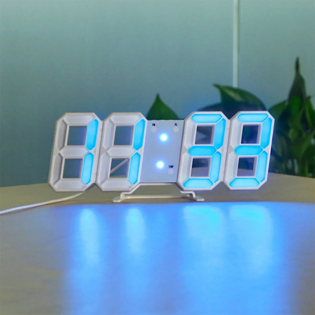 Luvikno | Digital 3D LED Veggklokke – Moderne Design med Dimmefunksjon og Optimal Synlighet
