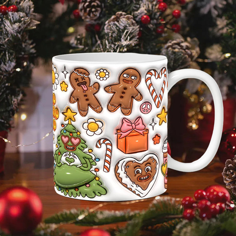 3D Jul Gingerbreadmann Keramisk Kaffe Kopp | Luvikno