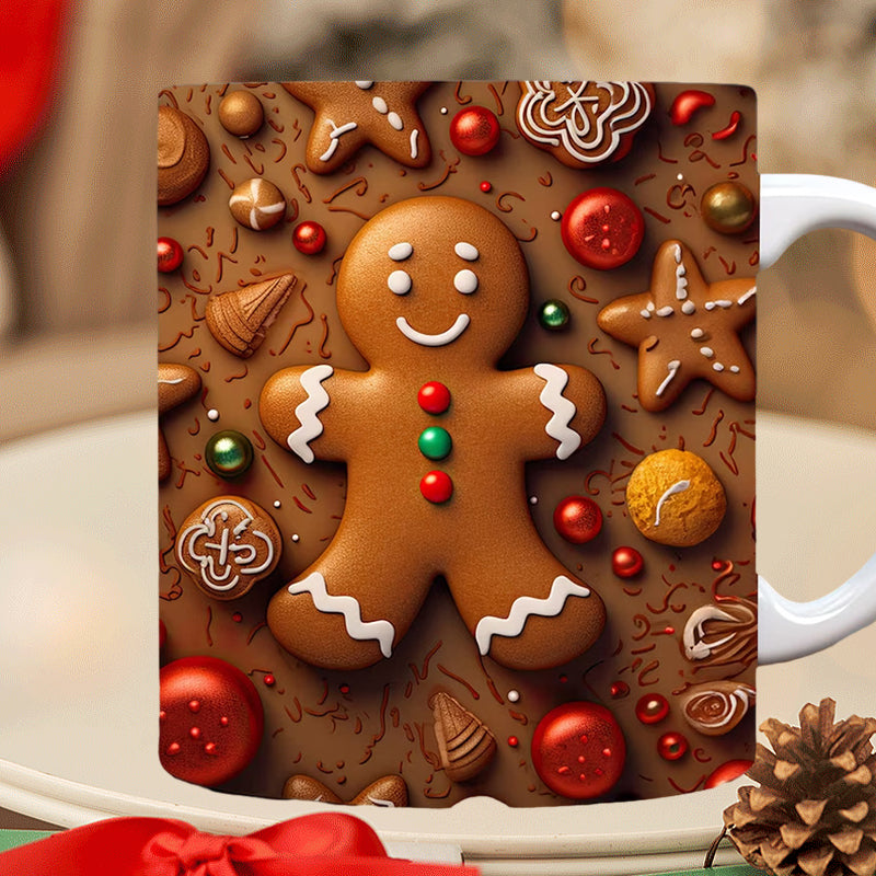 3D Jul Gingerbreadmann Keramisk Kaffe Kopp | Luvikno
