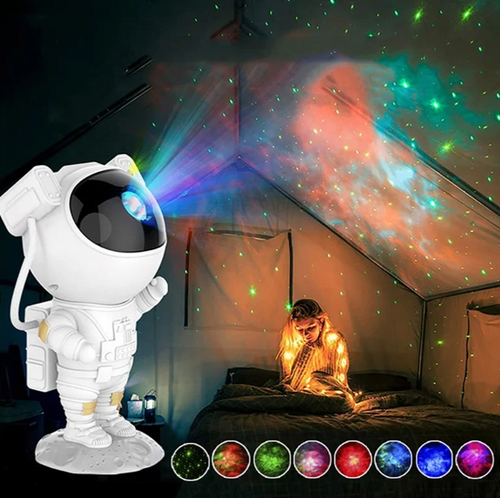 Astronaut Nattlys Prosjektor – LED Stjernehimmel Prosjektor for Barnerom, Beroligende Nattlys med Galakse- og Romprojeksjon, Dimbar og Justerbar | Luvikno