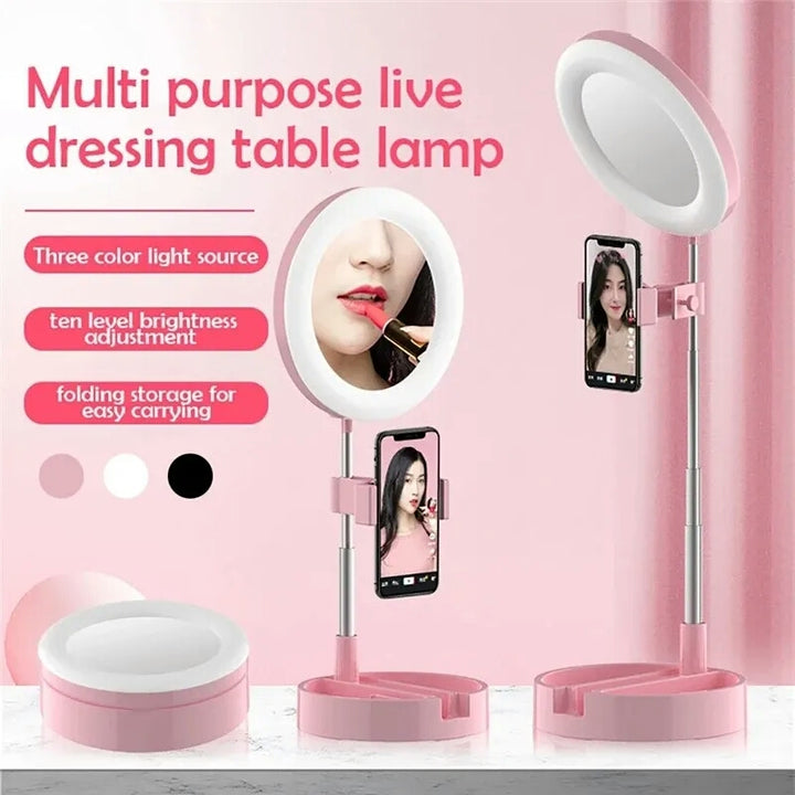 Selfie Ring Light med Makeup Speil & Telefon Holder Kit Luvikno