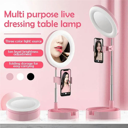 Selfie Ring Light med Makeup Speil & Telefon Holder Kit Luvikno