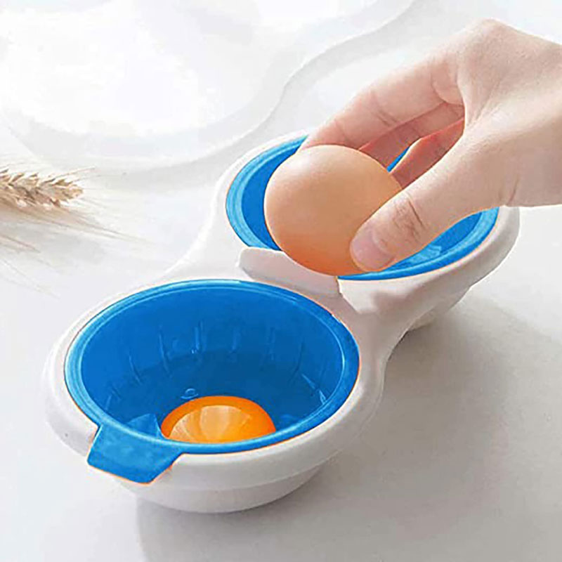 Mikrobølgeovn Egg Poacher Matkvalitet, 2-Kopp Bærbar Eggkoker | Luvikno