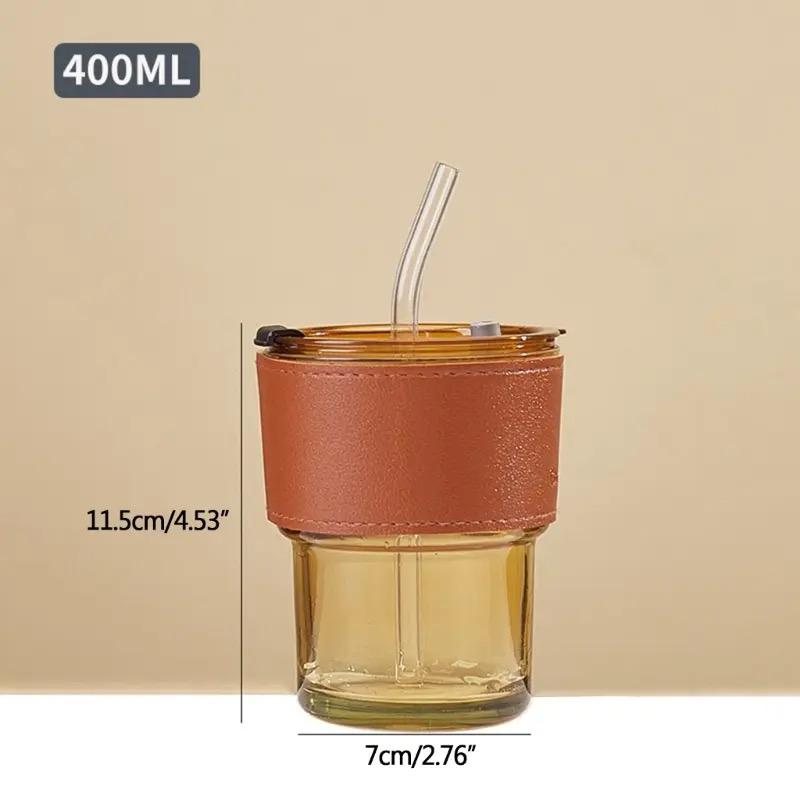 Drikkeglass med sugerør og lokk 400ML Luvikno