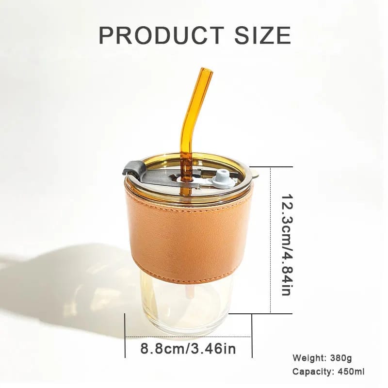 Stilren og Reusable Kaffe-kopp (450ml) Glass Tumbler Luvikno