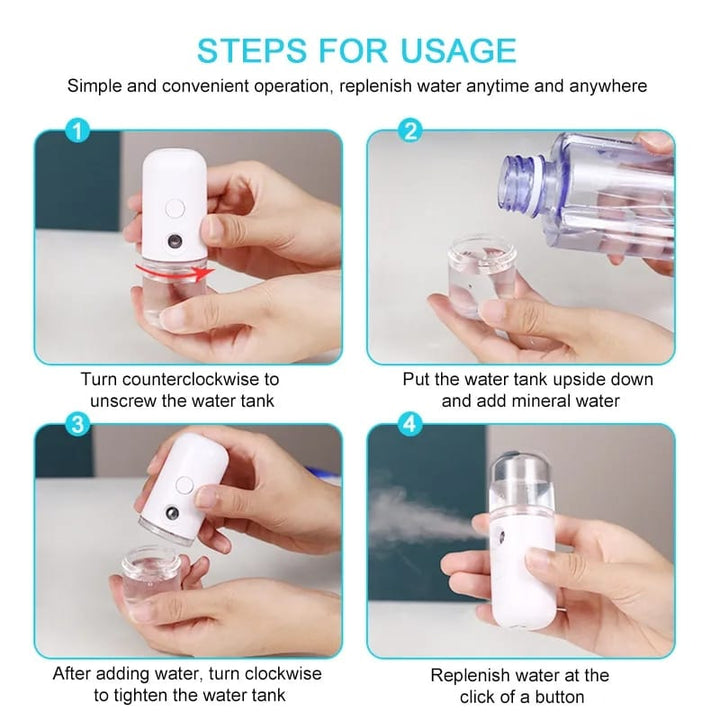 Ansiktsfukter Streamer, Mini USB Spray, Kropp Ansiktspray Luvikno