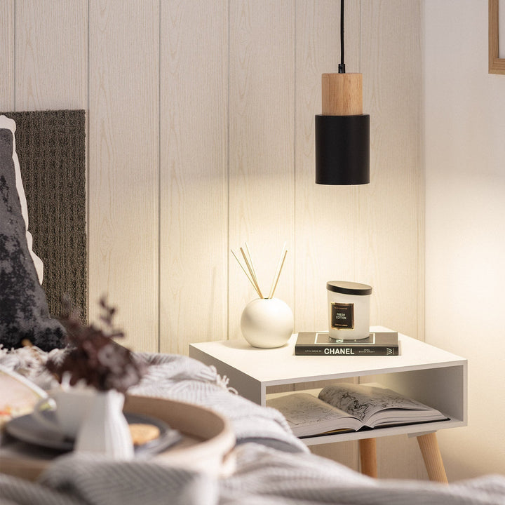 Pendellampe Moderne Tre Svart Sylinder Lysarmatur Luvikno
