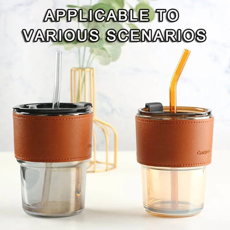 Stilren og Reusable Kaffe-kopp (450ml) Glass Tumbler Luvikno